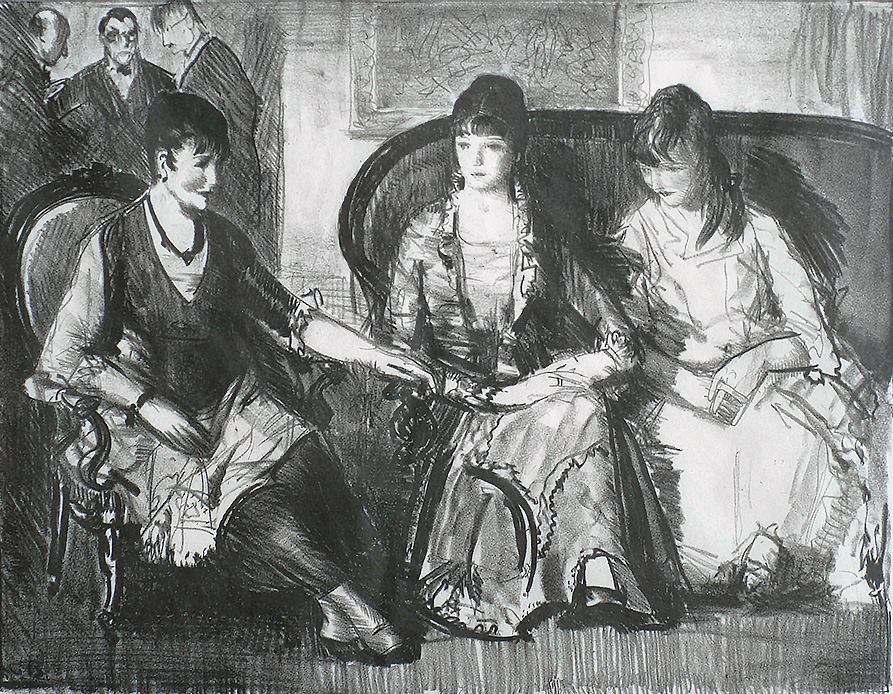 Elsie, Emma and Marjorie, First Stone - GEORGE BELLOWS - lithograph