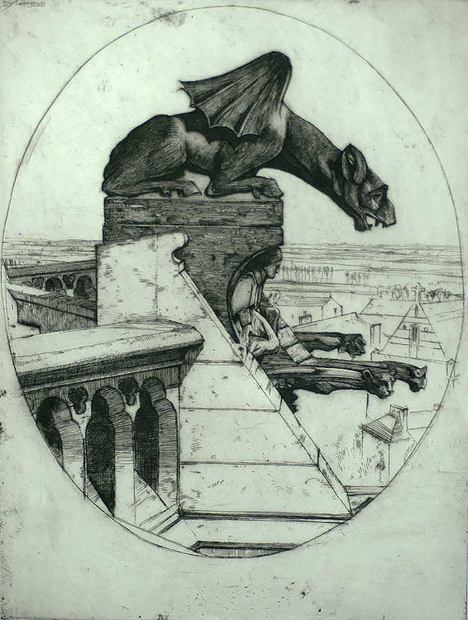 The Chimera of Amiens - DAVID YOUNG CAMERON - etching with drypoint