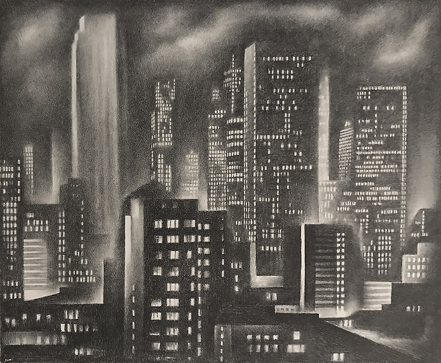 New York Night - HOWARD COOK - lithograph