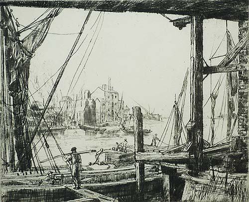Sparks Wharf (London) - AILEEN MARY ELLIOTT - etching and drypoint