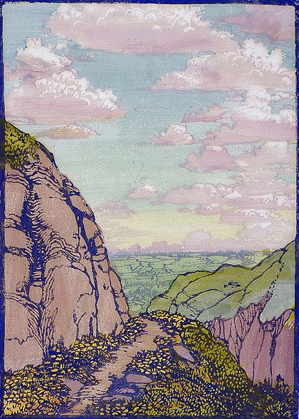 The Trail Home - FRANCES GEARHART - block print printed in colors