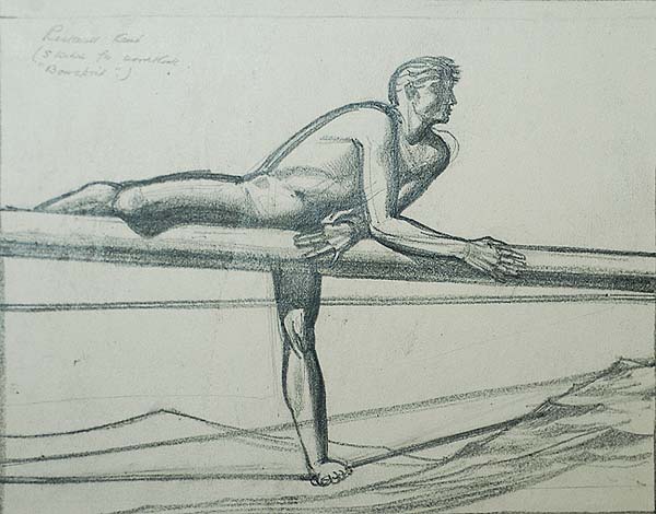 Bowsprit - ROCKWELL KENT - pencil on tracing paper