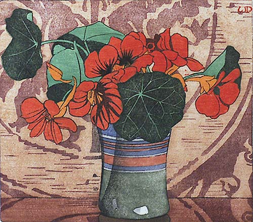 Nasturtiums - WALTER J. PHILLIPS - woodcut printed in colors