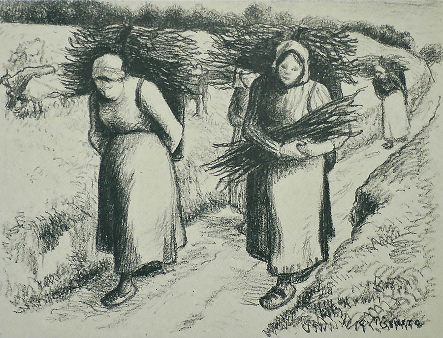 Porteuses de Fagots (Women Carrying Bundles of Sticks) - CAMILLE PISSARRO - lithograph