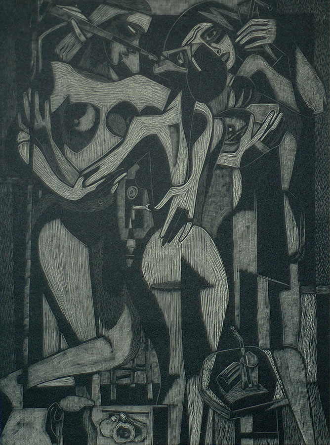 Figures - CHARLES QUEST - wood engraving