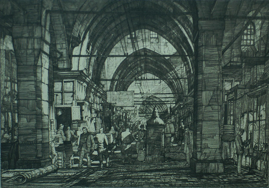 The Grand Bazaar, Constantinople - LOUIS ROSENBERG - drypoint