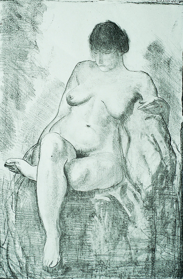 Nude Woman Seated (third state) - GEORGE BELLOWS - lithograph