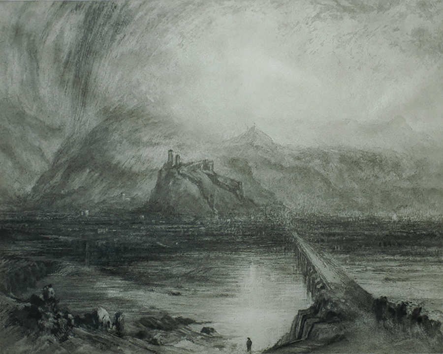 Bellinzona from the Road to Locarno (after a watercolor by Turner) - FRANK SHORT - aquatint and etching
