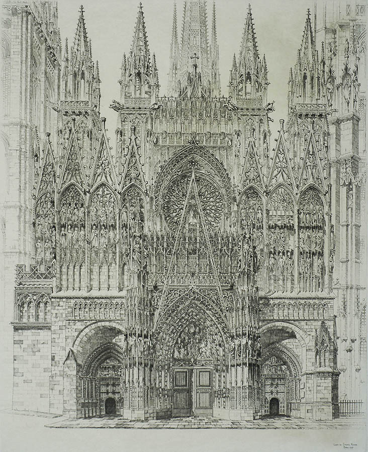Lace in Stone, Rouen Cathedral - JOHN TAYLOR ARMS - etching