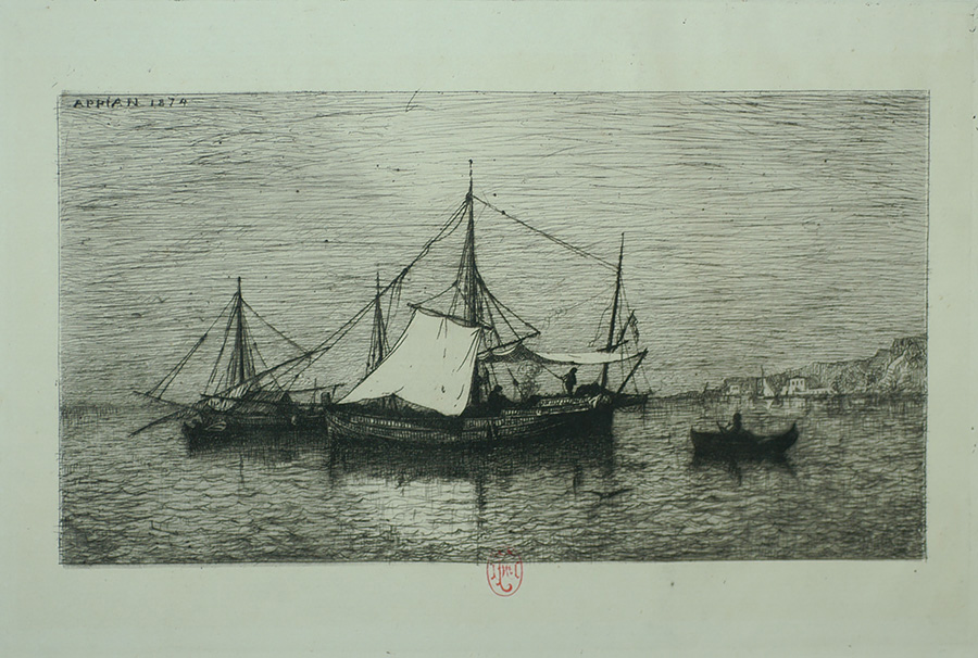 Barques de Cabotage (còtes d'Italie) - ADOLPHE APPIAN - etching