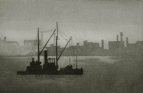 Evening, East River, New York - JOHN TAYLOR ARMS - etching and aquatint