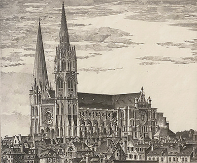 Chartres, The Magnificent - JOHN TAYLOR ARMS - etching