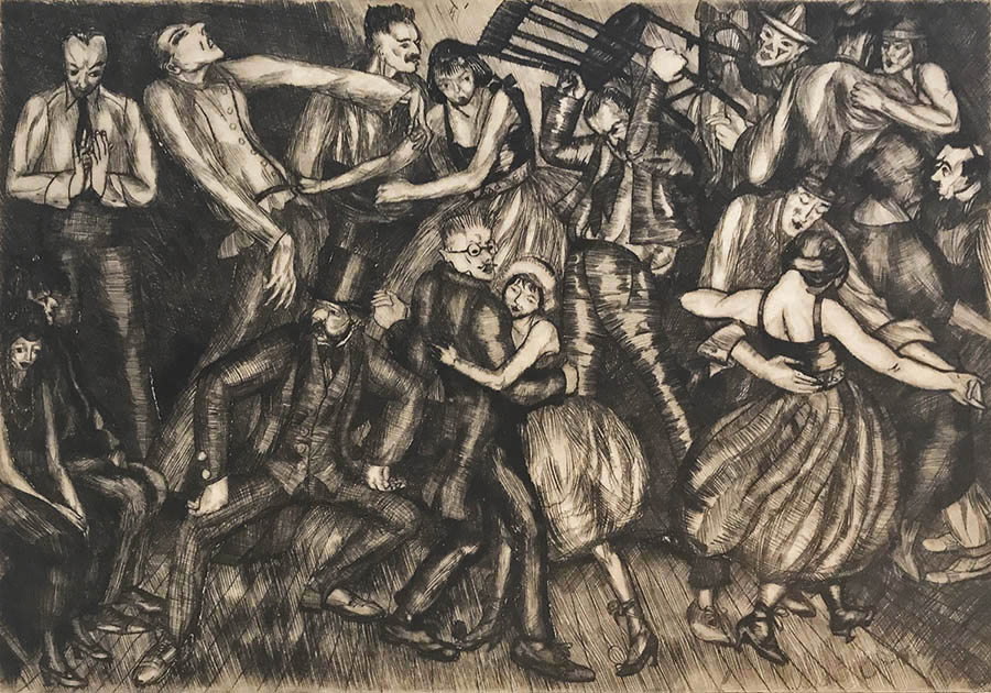 Dance at the League - PEGGY BACON - drypoint