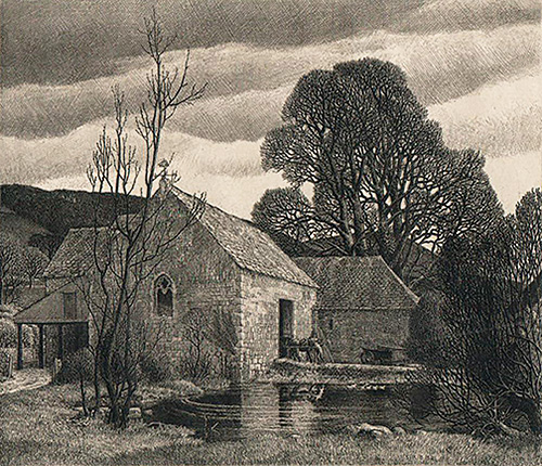 Priory Pond - STANLEY ROY BADMIN - etching