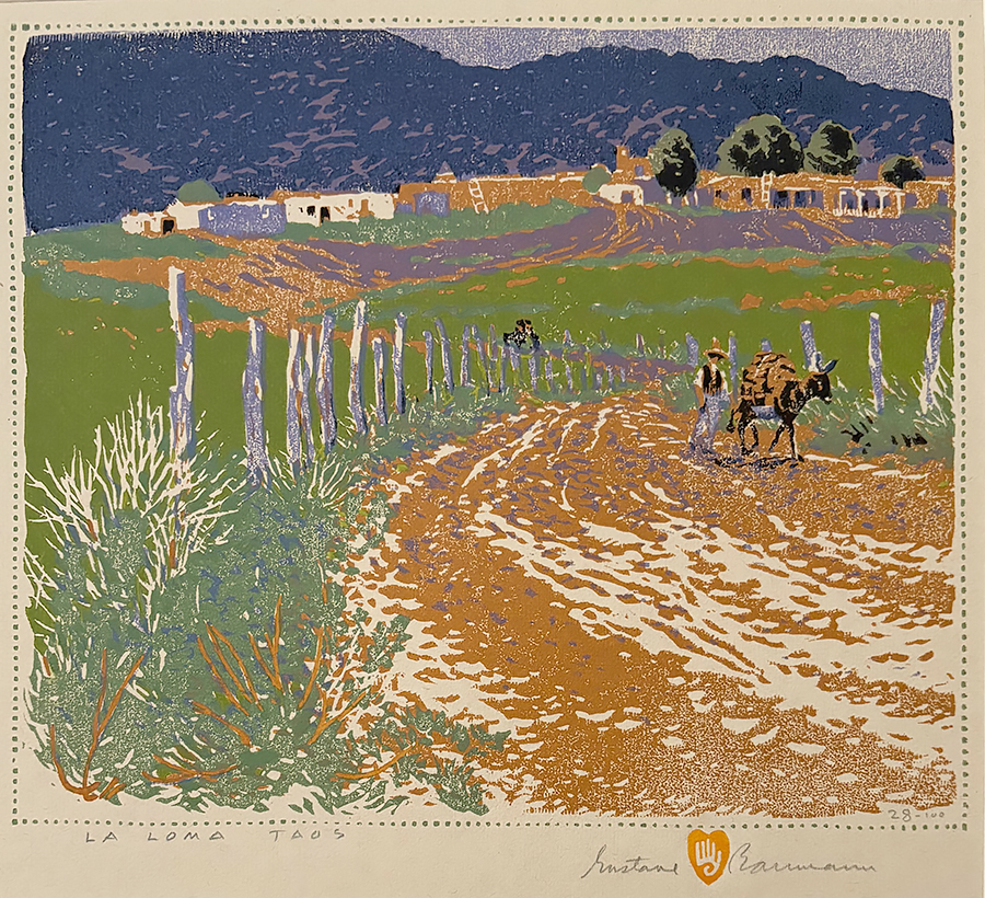 La Loma (Taos) - GUSTAVE BAUMANN - woodcut printed in colors