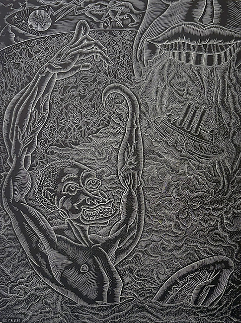 Birth of John Henry - FRED G. BECKER - wood engraving