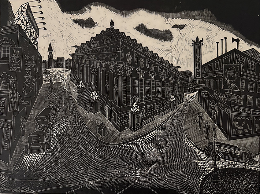 Public Building - FRED G. BECKER - wood engraving