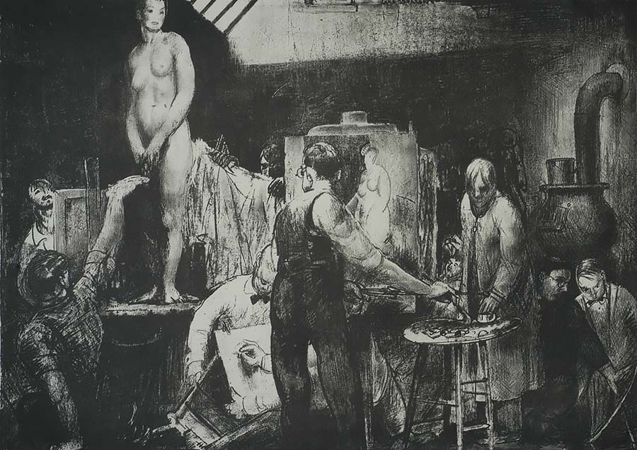 The Life Class, First Stone  - GEORGE BELLOWS - lithograph printed on Japan paper