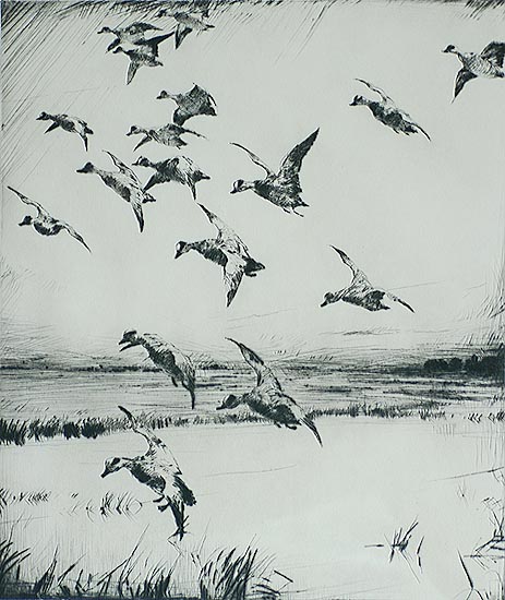 Here They Come - FRANK BENSON - drypoint