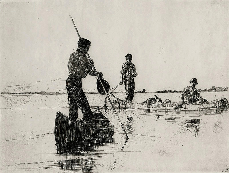 Two Canoes - FRANK BENSON - etching