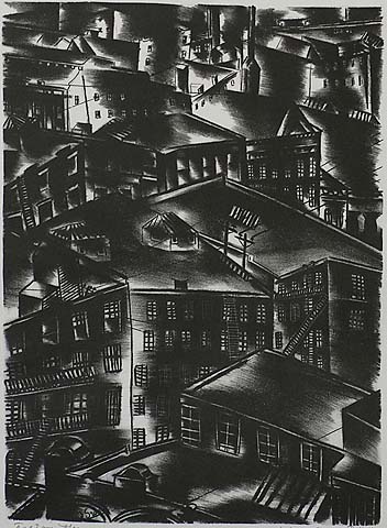 Factory Houses - JOLAN GROSS-BETTELHEIM - lithograph