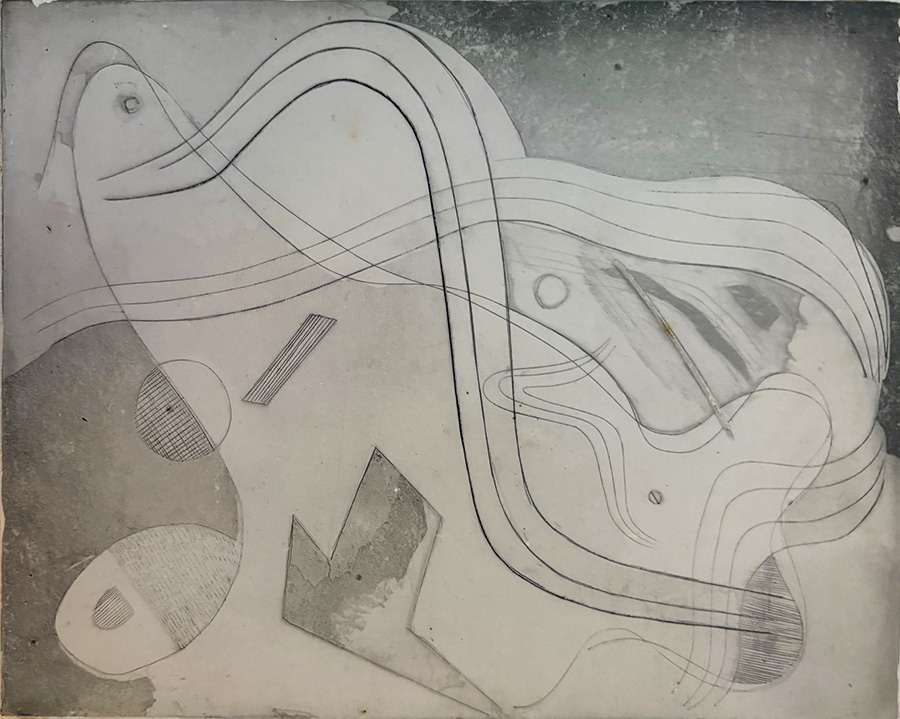 Sinuous Abstraction - MORRIS BLACKBURN - engraving on plaster