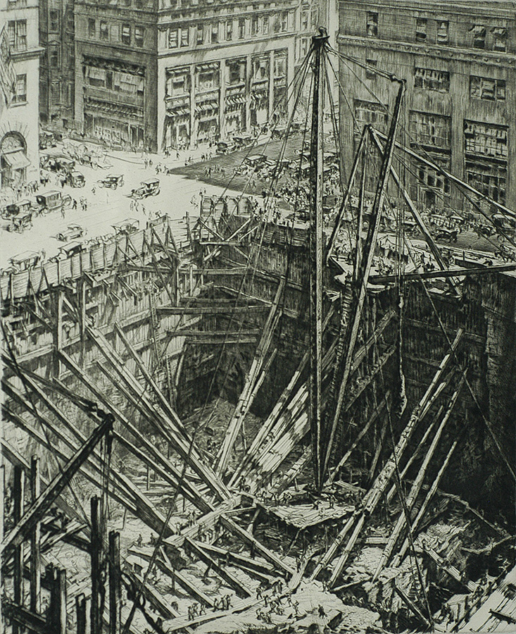 Manhattan Excavation - MUIRHEAD BONE - drypoint