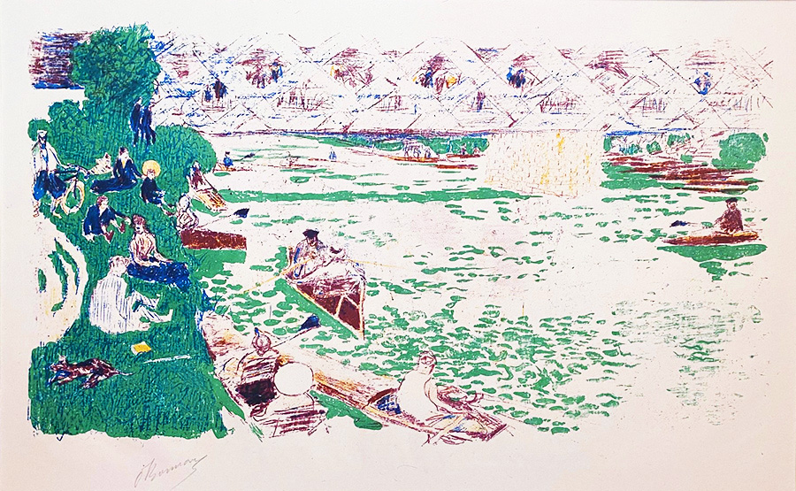 Boating  - PIERRE BONNARD - lithograph printed in colors