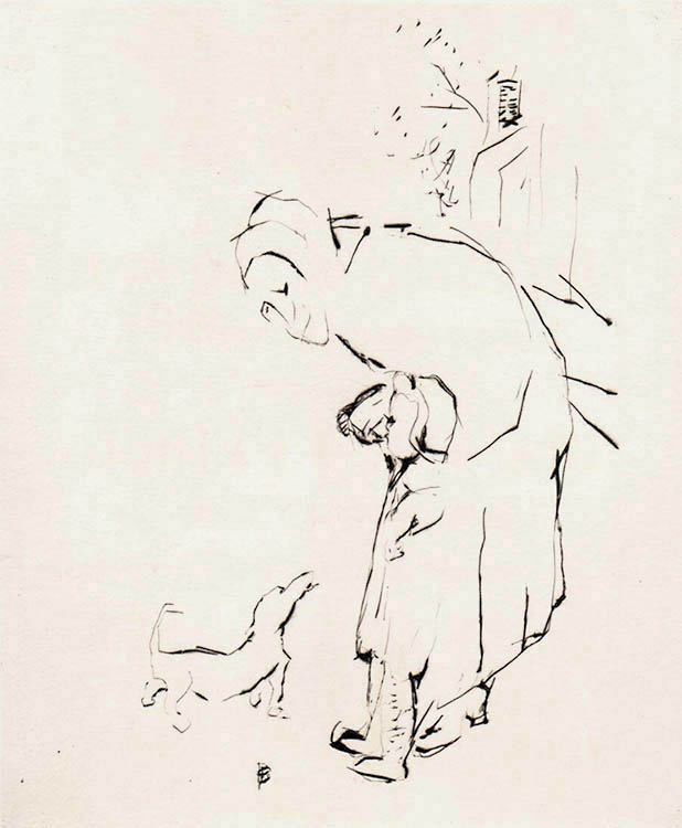The Eelderly Woman, the Child and the Basset Hound (La Vieille Femme, l'enfant et le Basset) - PIERRE BONNARD - drypoint
