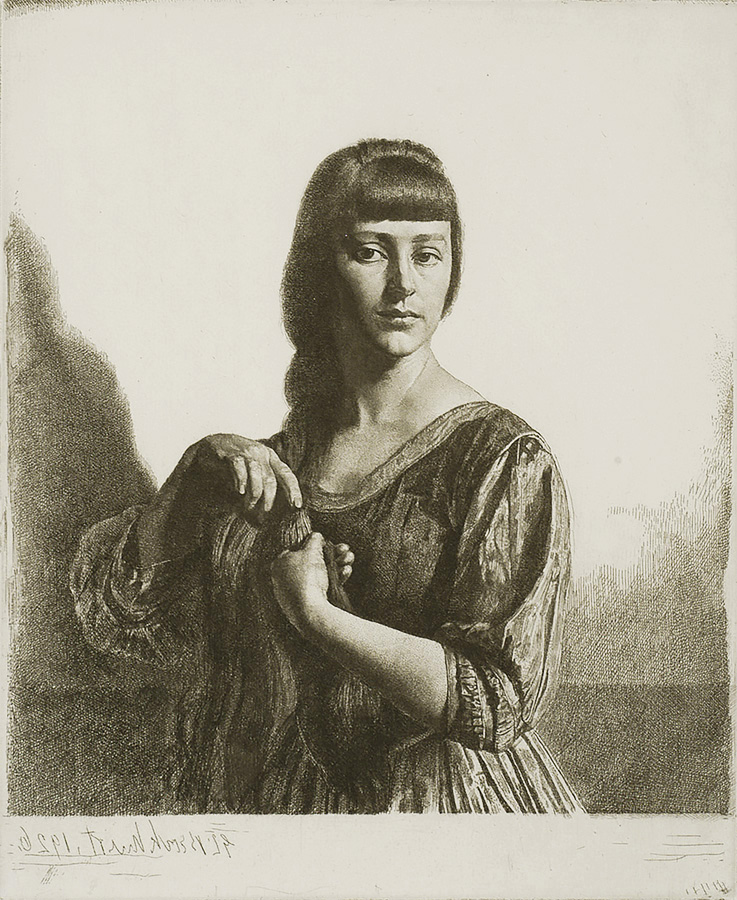La Tresse (Anais) - GERALD BROCKHURST - etching
