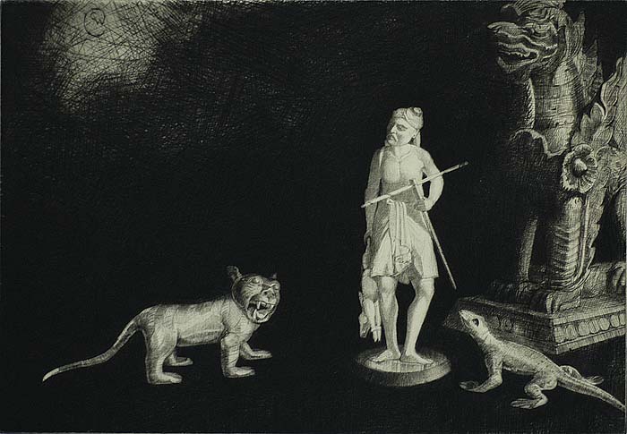 The Hunter - CHARLES W. CAIN - etching and drypoint