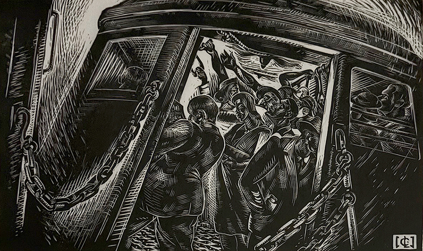 8:30 Express - LETTERIO CALAPAI - wood engraving