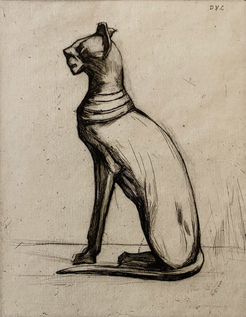 A Cat of Bubastis - DAVID YOUNG CAMERON - etching touched with drypoint