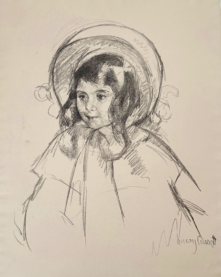 Sara Wearing her Bonnet and Coat - MARY CASSATT - lithograph