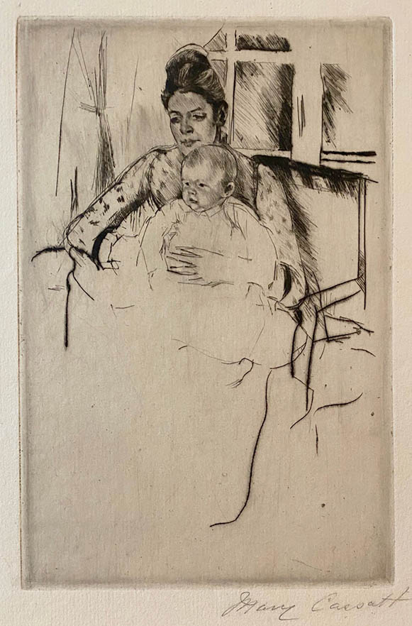 Mrs. Gardner Cassatt and her Baby Seated near a Window - MARY CASSATT - drypoint