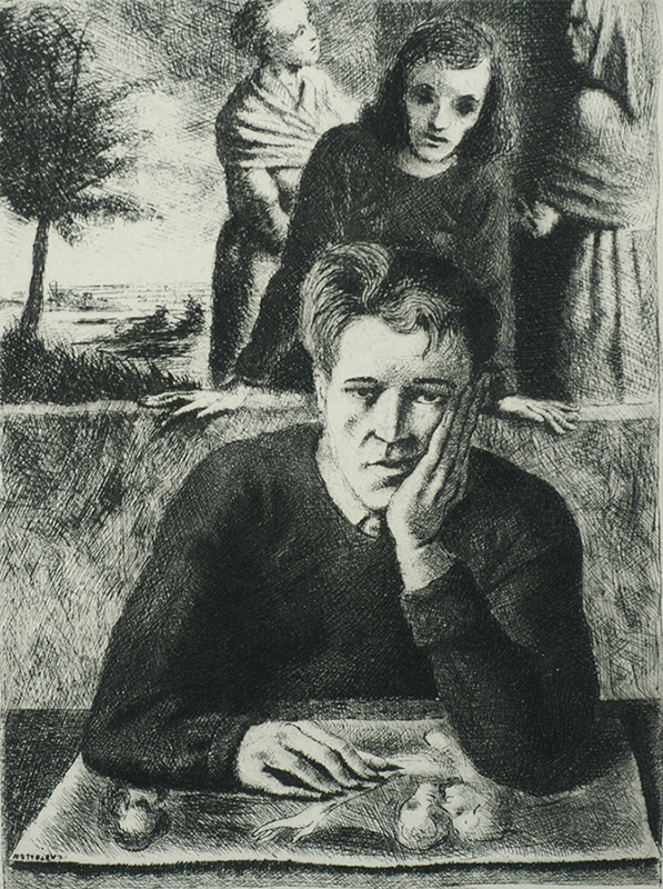 Self Portrait with H - FEDERICO CASTELLON - etching