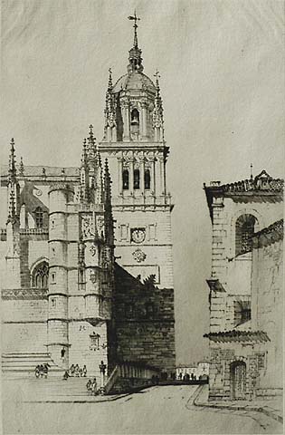 The Cathedral, Salamanca - SAMUEL CHAMBERLAIN - drypoint