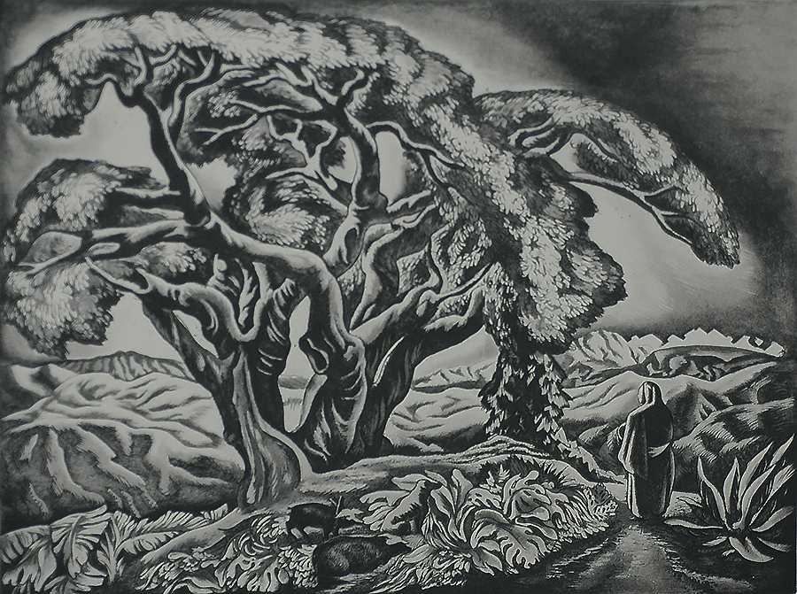 Mexican Landscape - HOWARD COOK - etching and aquatint