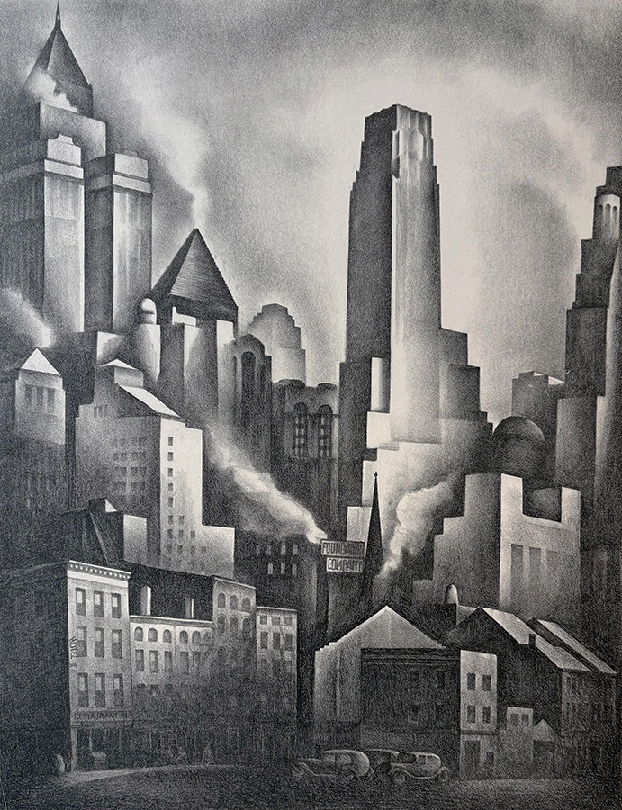 Financial District - HOWARD COOK - lithograph
