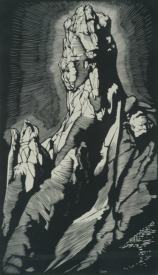 Giant's Thumb (Monument Rock) - HOWARD COOK - woodcut
