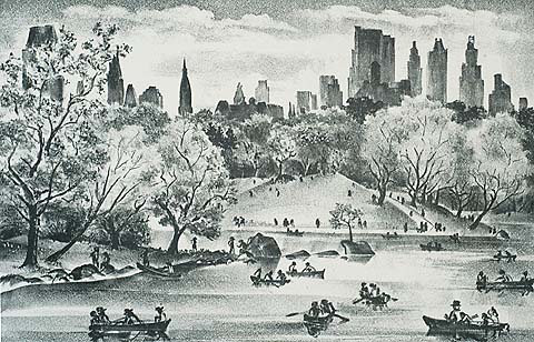 Central Park Lake - ADOLF DEHN - lithograph