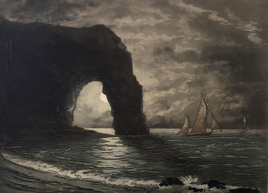 Coastal Scene at Night - EUGENE DELATRE - etching and aquatint