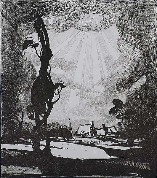 Sunlit Landscape - KAREL DE POSSON - lithograph