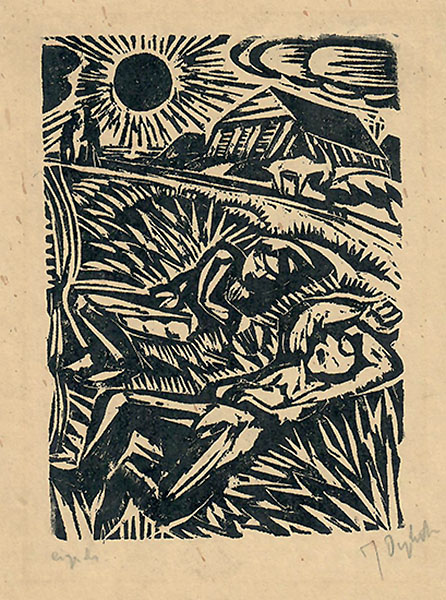 Sleeping Landworkers (Slapende Landarbeiders) - JOHAN DIJKSTRA - woodcut