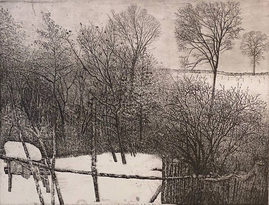 Winter in Rhijnauwen - CHARLES DONKER - etching 