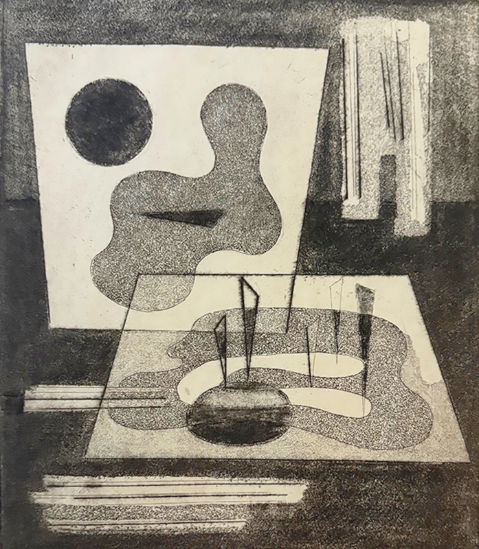 Curved Figures on Horizontal and Vertical Planes - WERNER DREWES - etching, aquatint and roulette
