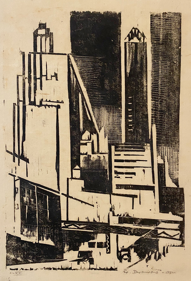 New Towers - WERNER DREWES - woodcut