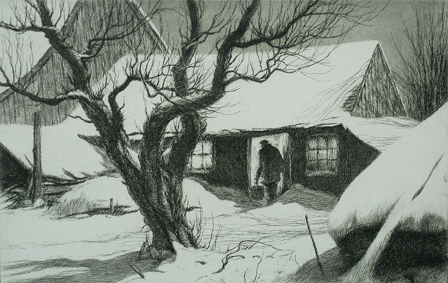 Cow Shed - KERR EBY - etching, aquatint and sandpaper ground