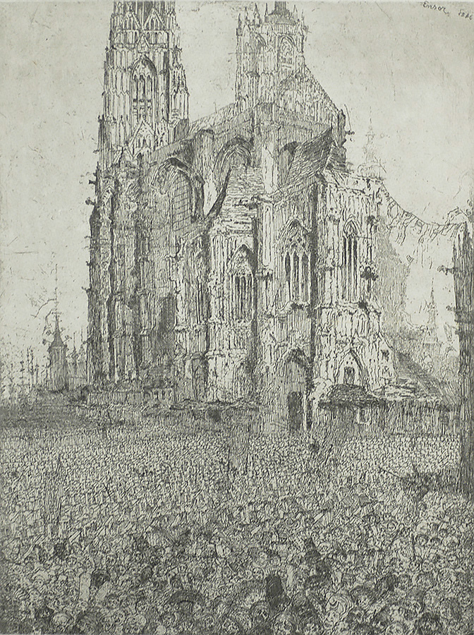 The Cathedral (first plate) - JAMES ENSOR - etching