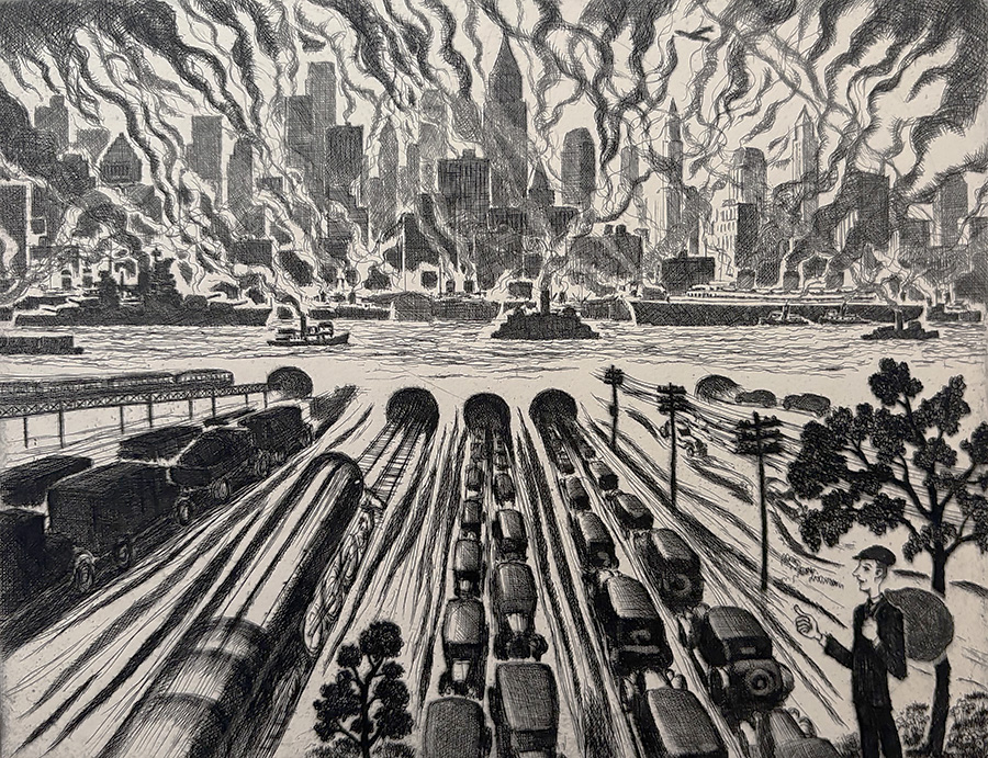 Big City - RALPH FABRI - etching and drypoint